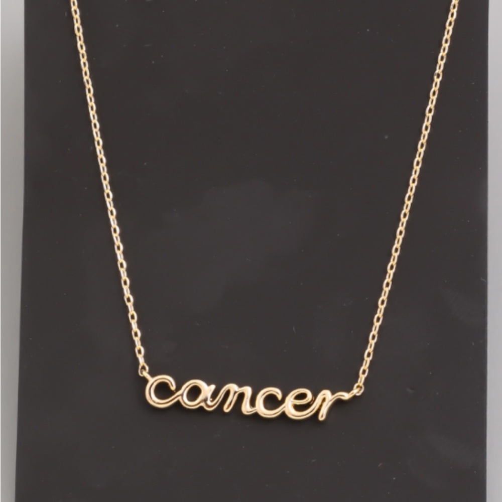 Gold zodiac pendant necklace in a fun font.  Makes a great gift.  18" - Picture 12 of 12
